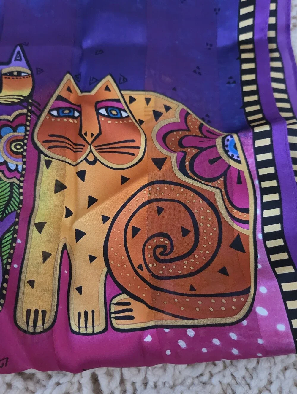 NWOT Laurel Burch Silk Scarf FELINES Cats